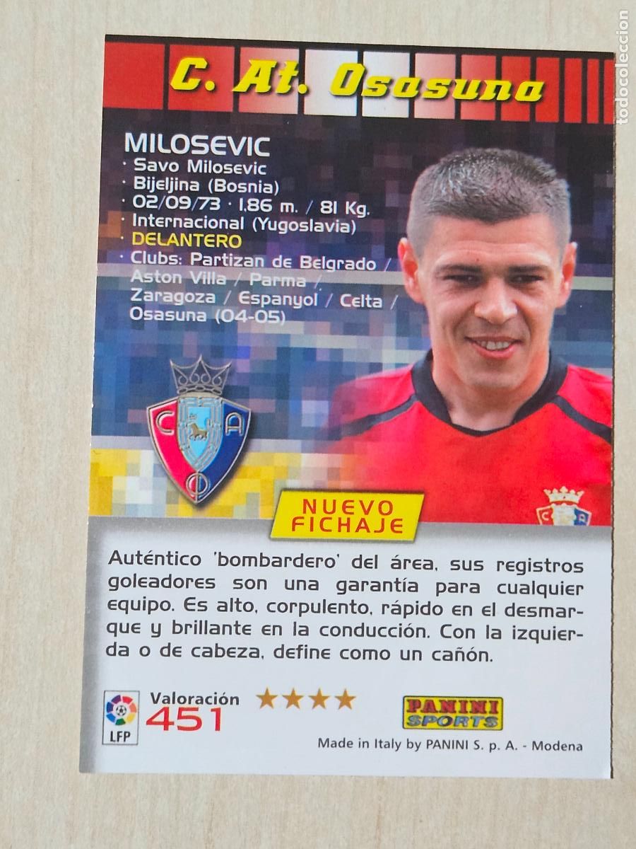 Cromos de F&uacute;tbol: CROMO N&ordm; 451 MILOSEVIC - MEGACRACKS 2004 05 - NUEVO FICHAJE