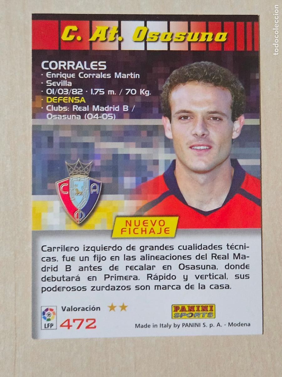 Football Stickers: CROMO N&ordm; 472 CORRALES - MEGACRACKS 2004 05 - NUEVO FICHAJE