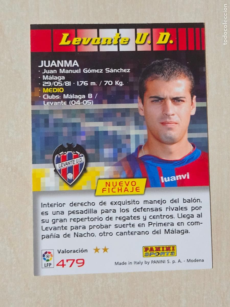 Football Stickers: CROMO N&ordm; 479 JUANMA - MEGACRACKS 2004 05 - NUEVO FICHAJE