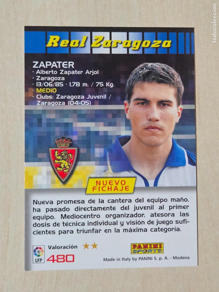 Football Stickers: CROMO N&ordm; 480 ZAPATER - MEGACRACKS 2004 05 - NUEVO FICHAJE