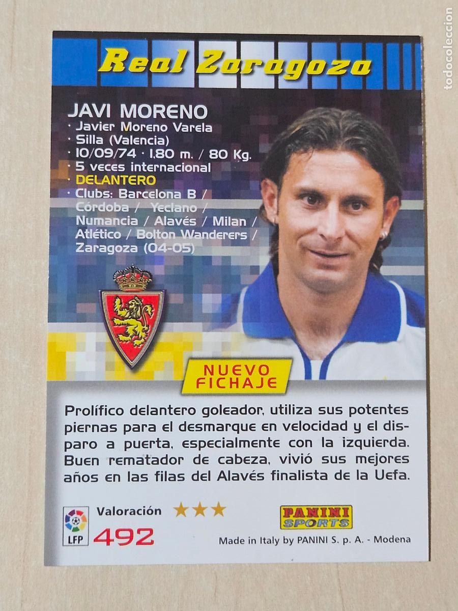 Football Stickers: CROMO N&ordm; 492 JAVI MORENO - MEGACRACKS 2004 05 - NUEVO FICHAJE