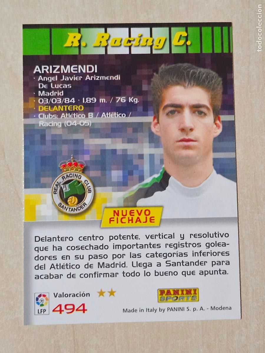 Football Stickers: CROMO N&ordm; 494 ARIZMENDI - MEGACRACKS 2004 05 - NUEVO FICHAJE
