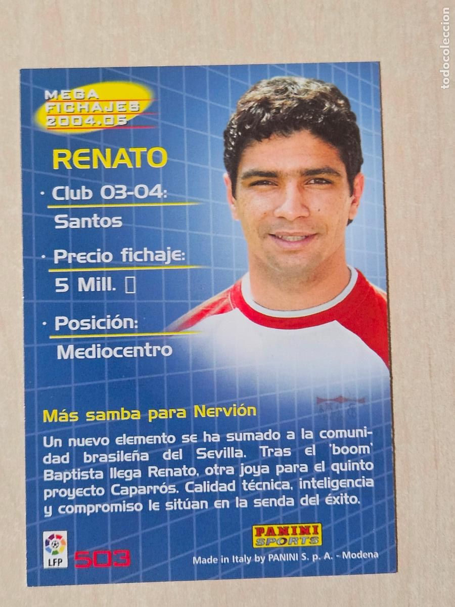 Cromos de F&uacute;tbol: CROMO N&ordm; 503 RENATO - MEGACRACKS 2004 05 - NUEVO MEGA FICHAJE