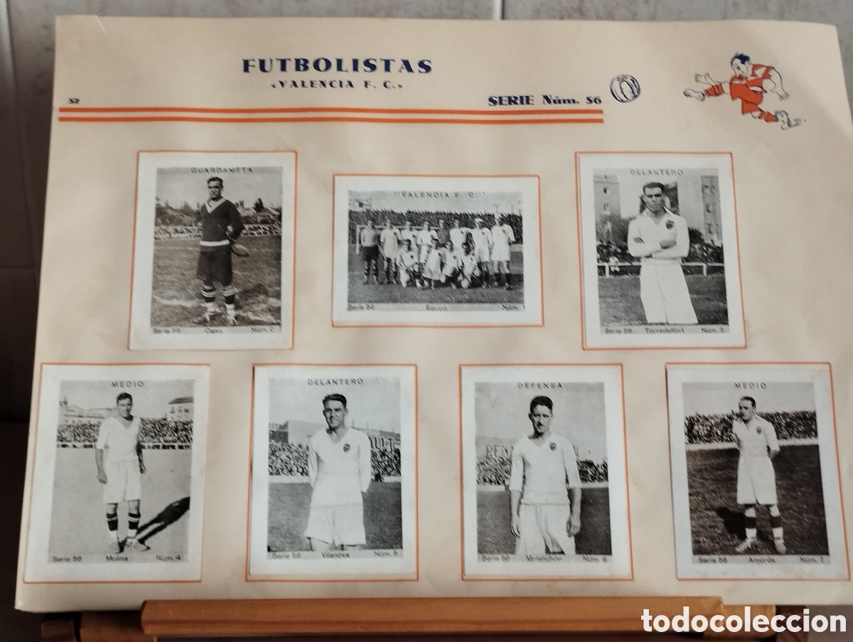 Cromos de F&uacute;tbol: CROMOS FUTBOL A&Ntilde;O 1932 VALENCIA C F Y RACING CLUB SANTANDER.SERIES COMPLETAS 7 CROMOS XEQUIPO
