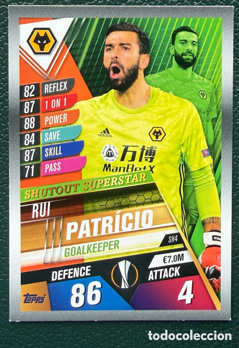 Figurine di Calcio: SH4 RUI PATRICIO WOLVERHAMPTON WANDERERS FICHAS ALBUM MATCH ATTAX 101 TOPPS 2019 2020 19 20