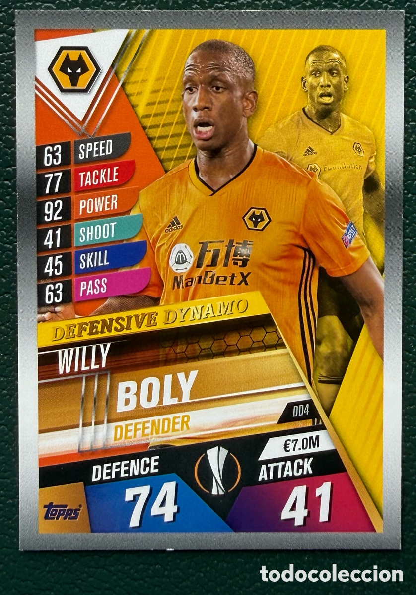 Football Stickers: DD4 WILLY BOLY WOLVERHAMPTON WANDERERS FICHAS ALBUM MATCH ATTAX 101 TOPPS 2019 2020 19 20