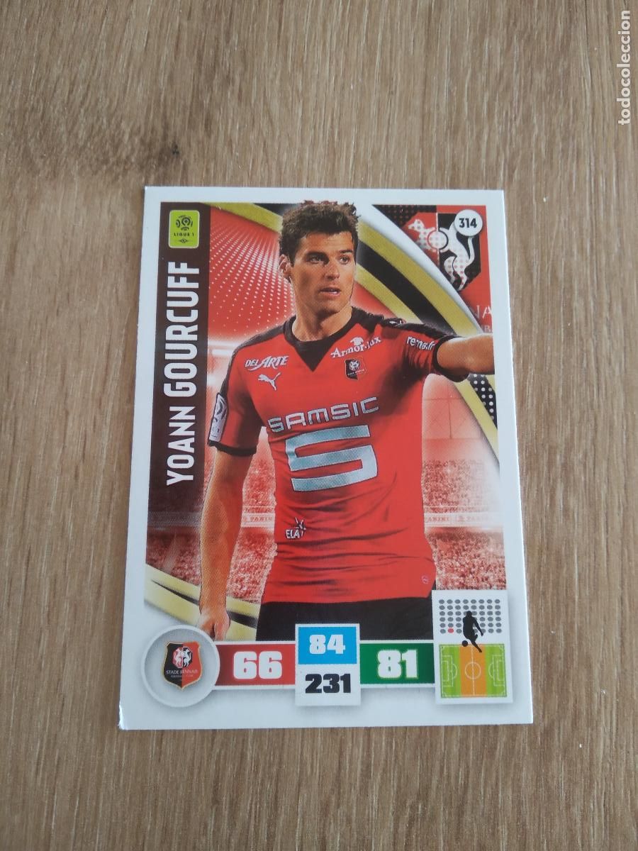 Cromos de F&uacute;tbol: 314 GOURCUFF Stade Rennais CROMO FUTBOL PANINI LIGA FRANCIA 2016-2017 FOOT LIGUE 1 ADRENALYN 16-17