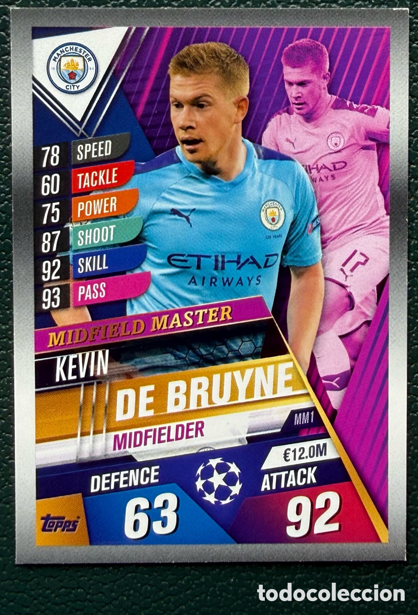 Football Stickers: MM1 KEVIN DE BRUYNE MANCHESTER CITY FICHAS ALBUM MATCH ATTAX 101 TOPPS 2019 2020 19 20