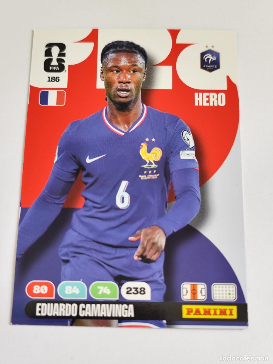Cromos de F&uacute;tbol: FIFA WORLD CUP 2026 PANINI ADRENALYN XL 186 EDUARDO CAMAVINGA - HERO FRANCIA