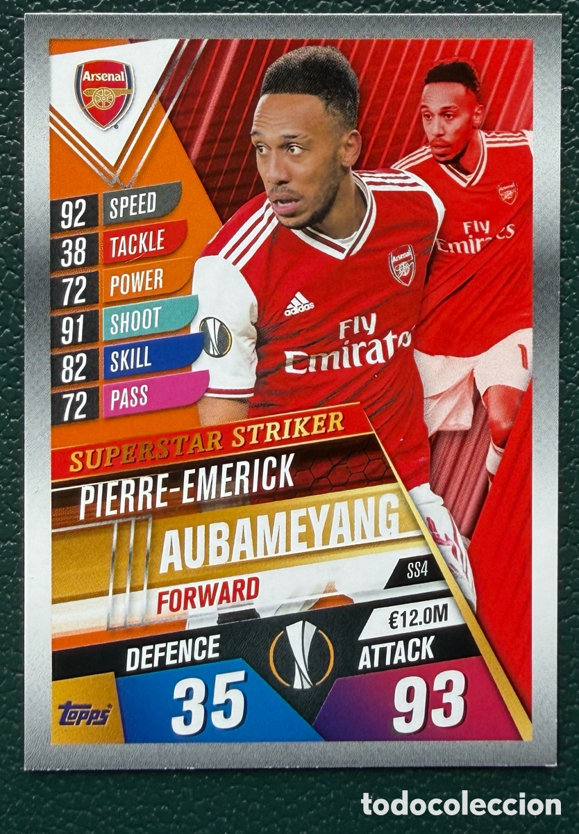 Cromos de F&uacute;tbol: SS4 AUBAMEYANG ARSENAL FC FICHAS ALBUM MATCH ATTAX 101 TOPPS 2019 2020 19 20
