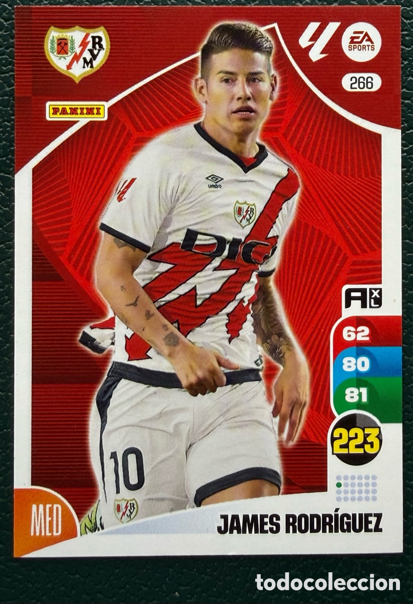 Cromos de F&uacute;tbol: 266 JAMES RODRIGUEZ RAYO VALLECANO FICHAS ALBUM ADRENALYN XL 2024 2025 24 25