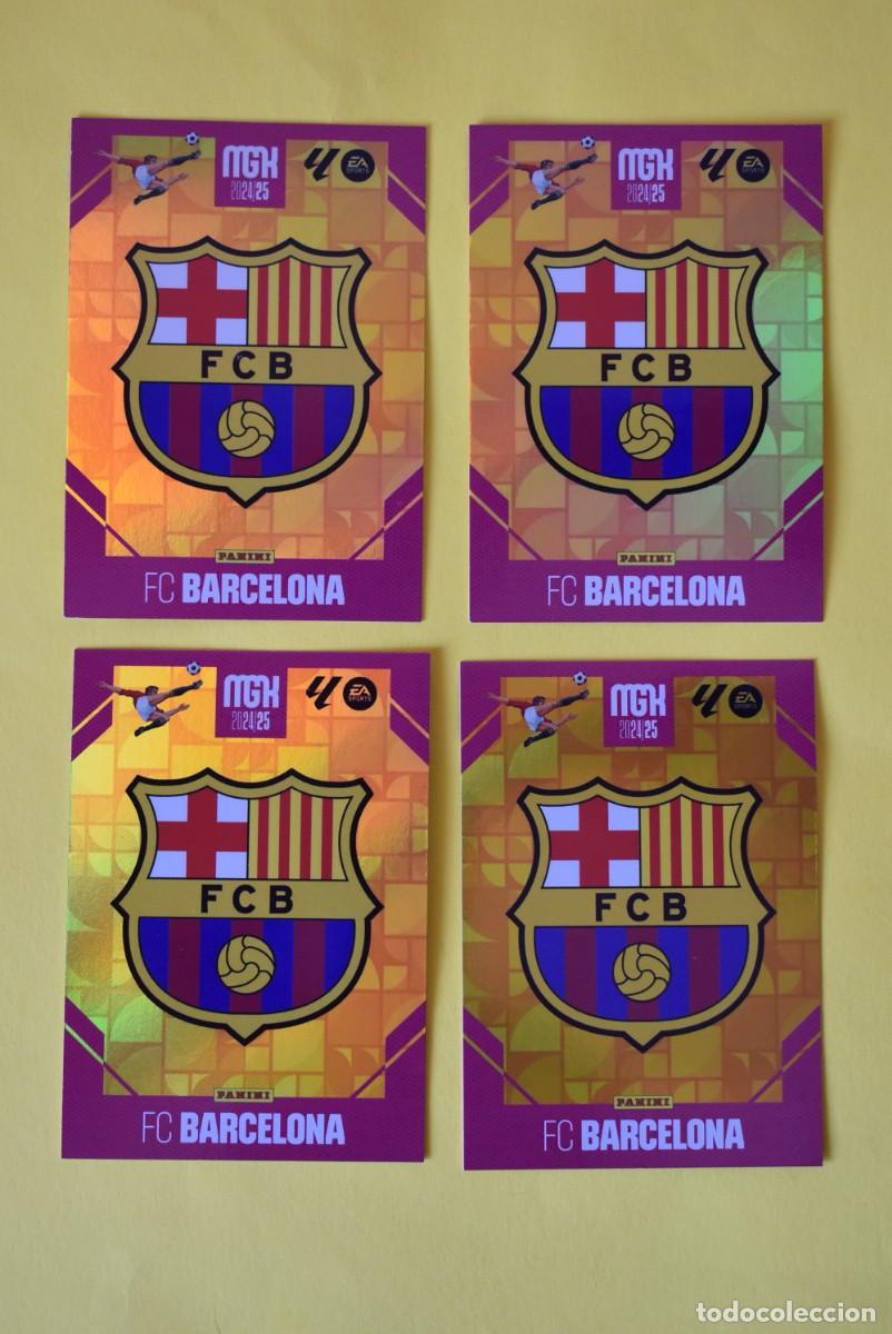 Football Stickers: Lote 4 cromos Megacracks. 2024 2025. 24 25. Escudo. Barcelona. Panini. Perfecto estado