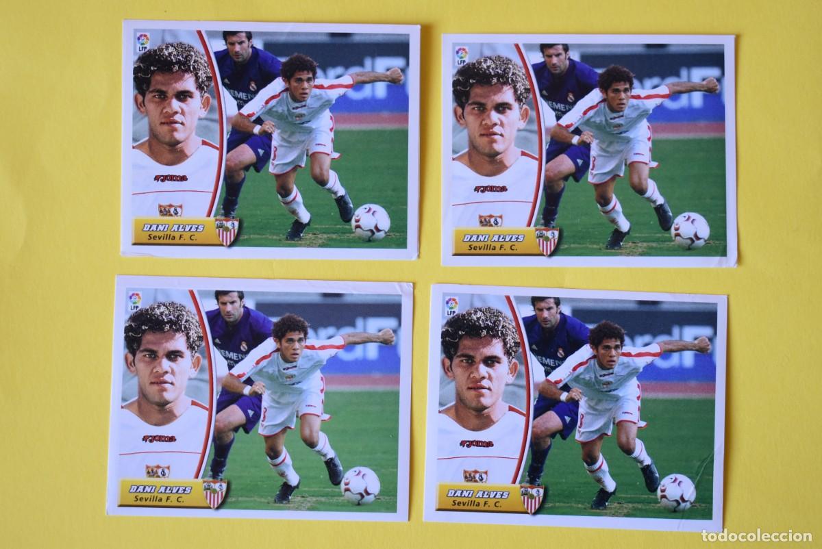 Football Stickers: Lote 4 cromos Liga 2003. 2004. 03 04. Dani Alves. Sevilla. Rookie. Colecciones ESTE. Sin pegar