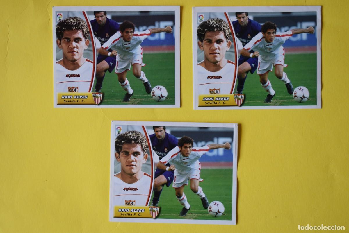 Football Stickers: Lote 3 cromos Liga 2003. 2004. 03 04. Dani Alves. Sevilla. Rookie. Colecciones ESTE. Sin pegar