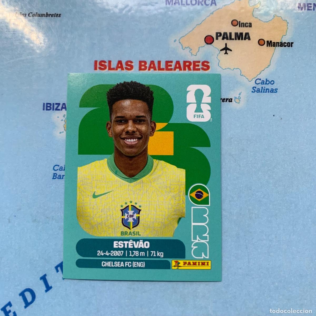 Cromos de F&uacute;tbol: Estevao n&uacute;mero 20 de Brasil cromo panini Mundial Fifa World Cup 2026