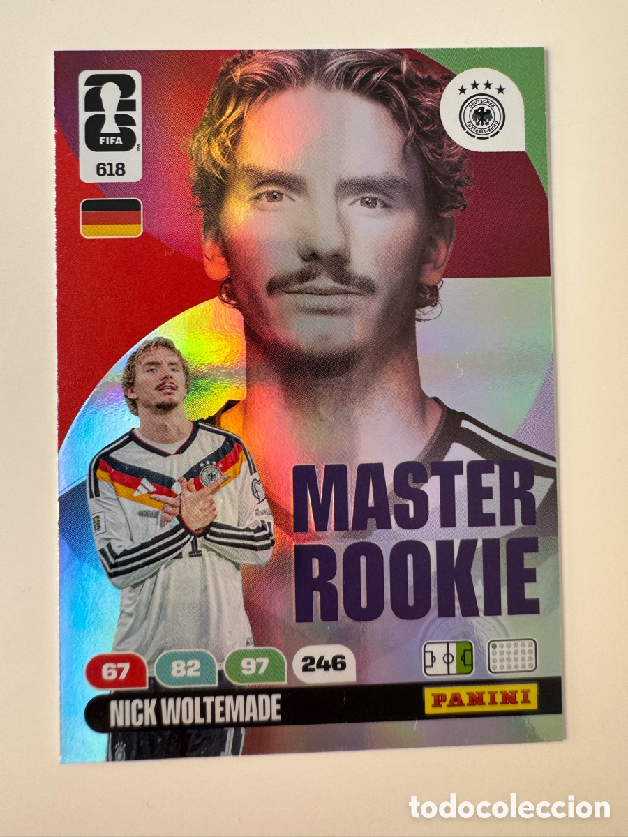 Cromos de F&uacute;tbol: ADRENALYN XL FIFA WORLD CUP 2026 &ndash; MASTER ROOKIE N&ordm; 618 &ndash; Nick Woltemade Alemania