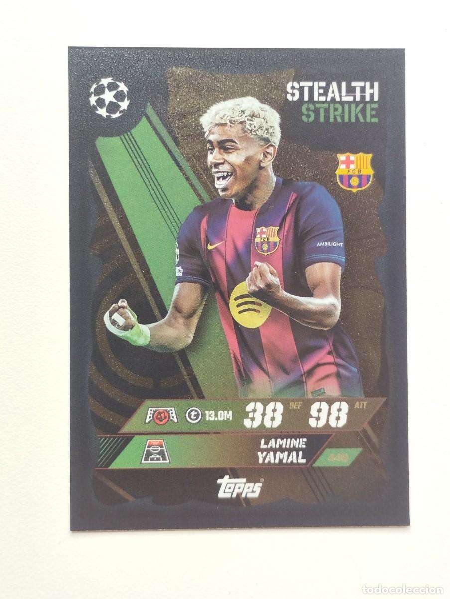 Cromos de F&uacute;tbol: CROMO CARD TOPPS MATCH ATTAX 2025 2026 25 26 BARCELONA 448 LAMINE YAMAL STEALTH STRIKE