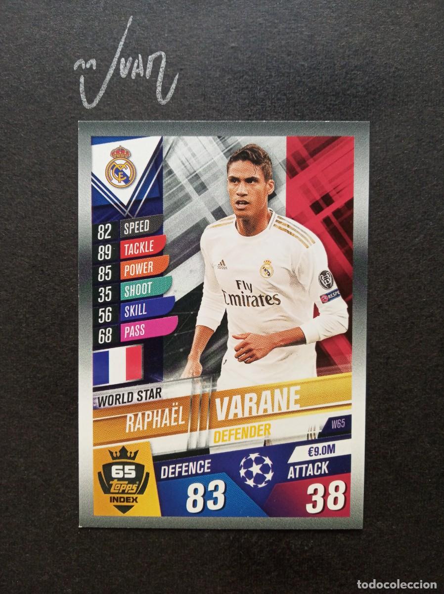Cromos de F&uacute;tbol: 65 WORLD STAR VARANE REAL MADRID FRANCIA ⚽ TOPPS &reg; MATCH ATTAX 101 CHAMPIONS LEAGUE 2019 2020 19 20