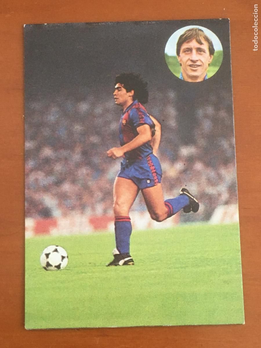 Cromos de F&uacute;tbol: maradona argentina barcelona cromo n&ordm; 199 aprende a jugar al futbol con johan cruyff nunca pegado