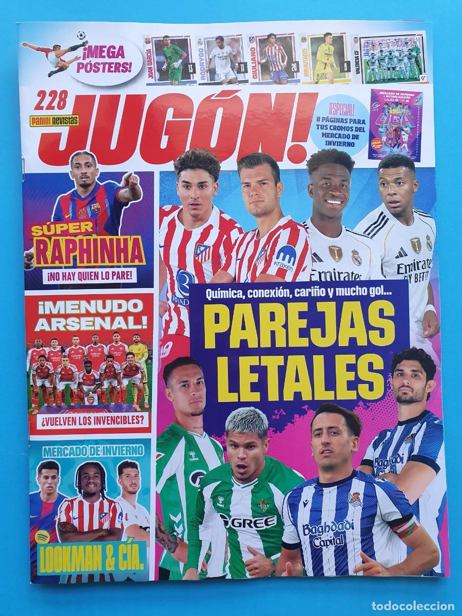 Cromos de F&uacute;tbol: Revista JUG&Oacute;N #228 con POSTERS PANINI Mini-&Aacute;lbum Mercado Invierno, Joan Garc&iacute;a Giuliano Betis Getafe