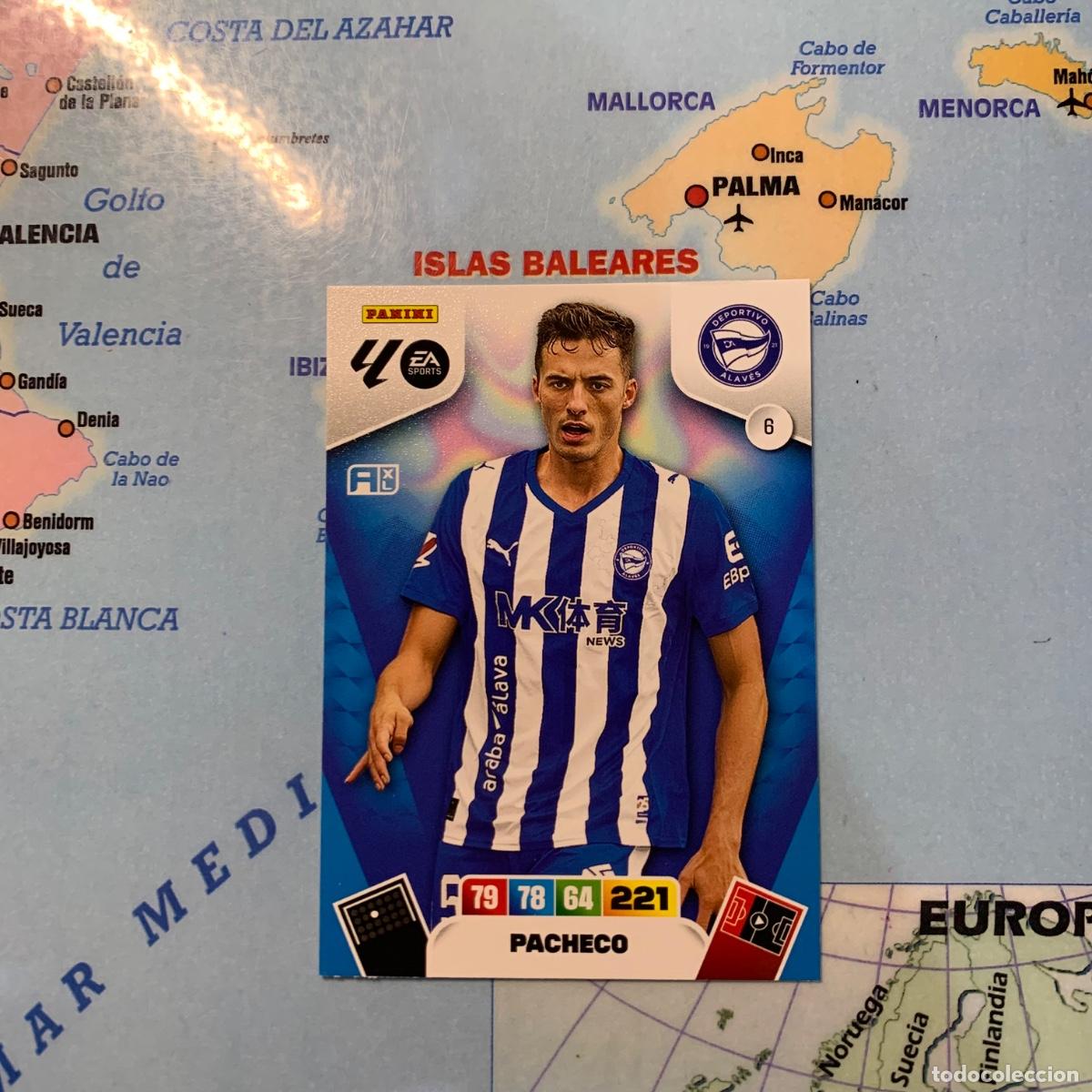 Football Stickers: Pacheco n&uacute;mero 6 del Alav&eacute;s cromo adrenalyn XL 25-26 2025-2026
