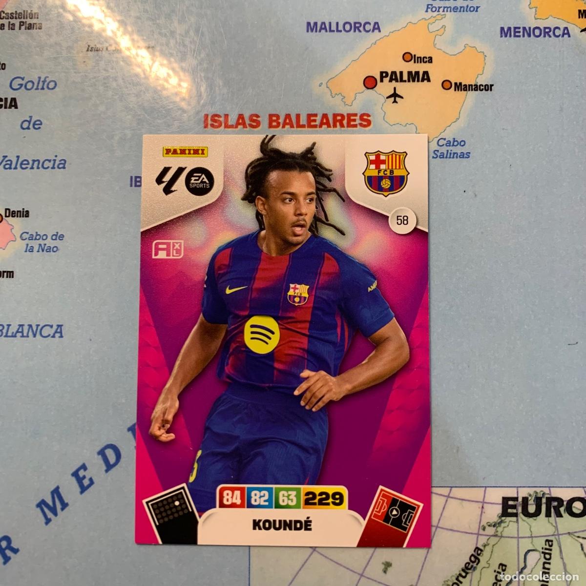 Cromos de F&uacute;tbol: Kounde n&uacute;mero 58 del Barcelona cromo adrenalyn XL 25-26 2025-2026