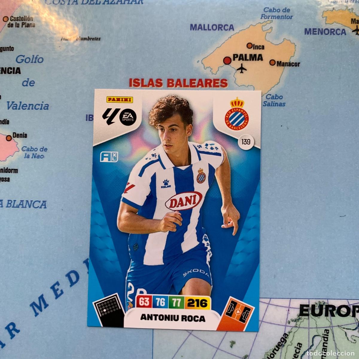 Football Stickers: Antoniu Roca n&uacute;mero 139 del Espa&ntilde;ol cromo adrenalyn XL 25-26 2025-2026