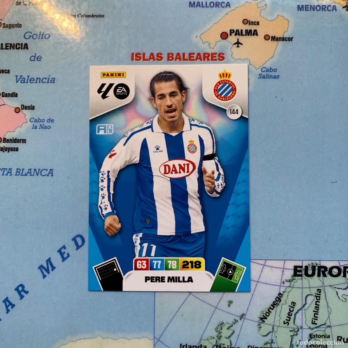 Fu&szlig;ball-Sticker: Pere Milla n&uacute;mero 144 del Espa&ntilde;ol cromo adrenalyn XL 25-26 2025-2026
