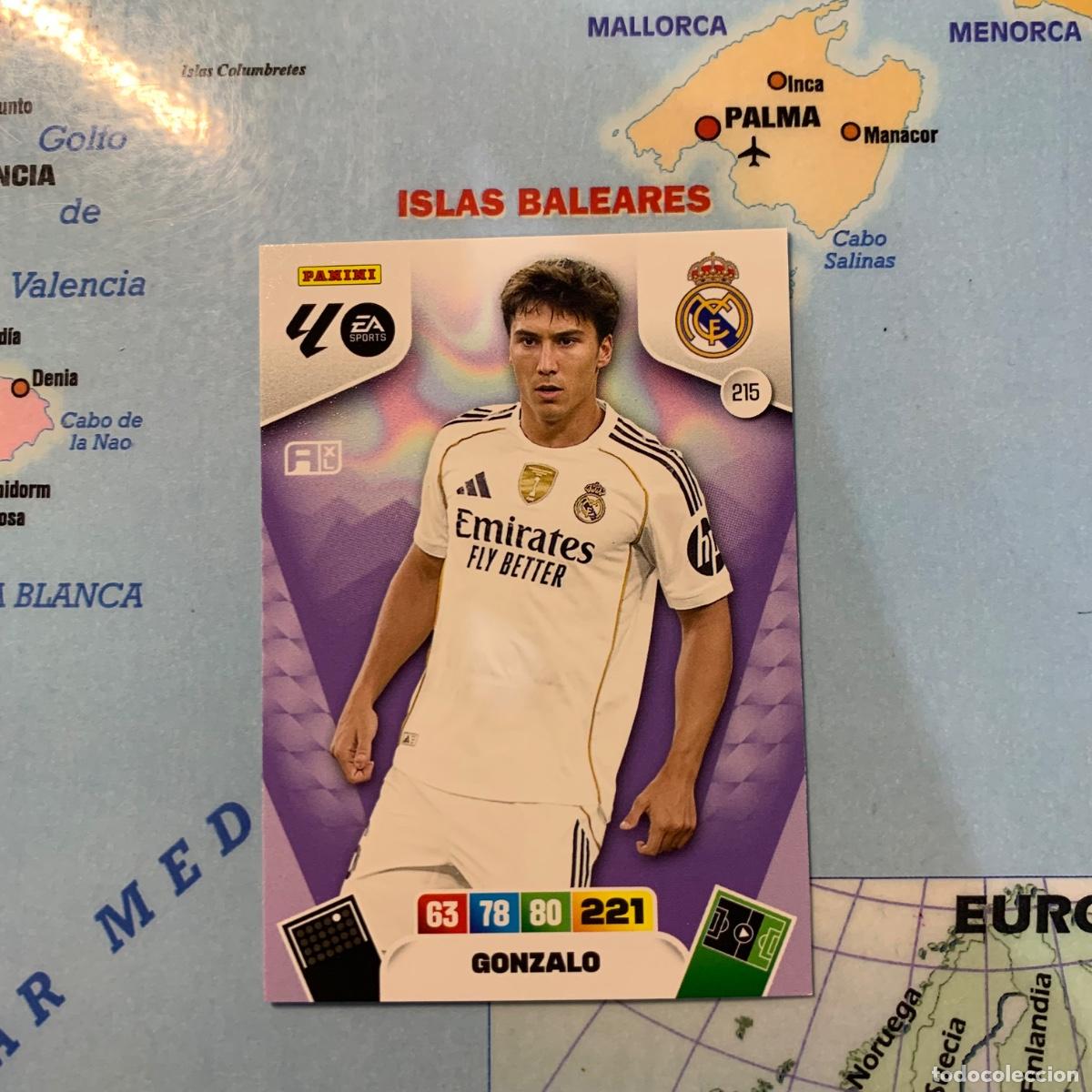 Cartes &agrave; collectionner de Football: Gonzalo n&uacute;mero 215 del Real Madrid cromo adrenalyn XL 25-26 2025-2026