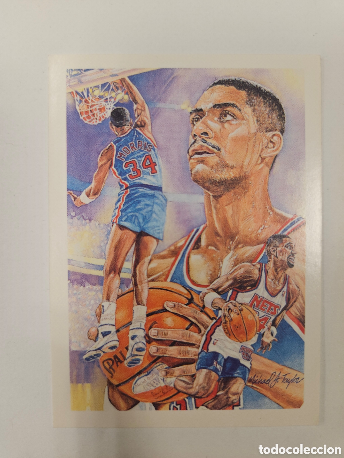 Fu&szlig;ball-Sticker: FICHA DE BALONCESTO. NEW JERSEY NETS. CHRIS MORRIS. 371. NBA. TEMPORADA 1990. NBA HOOPS.