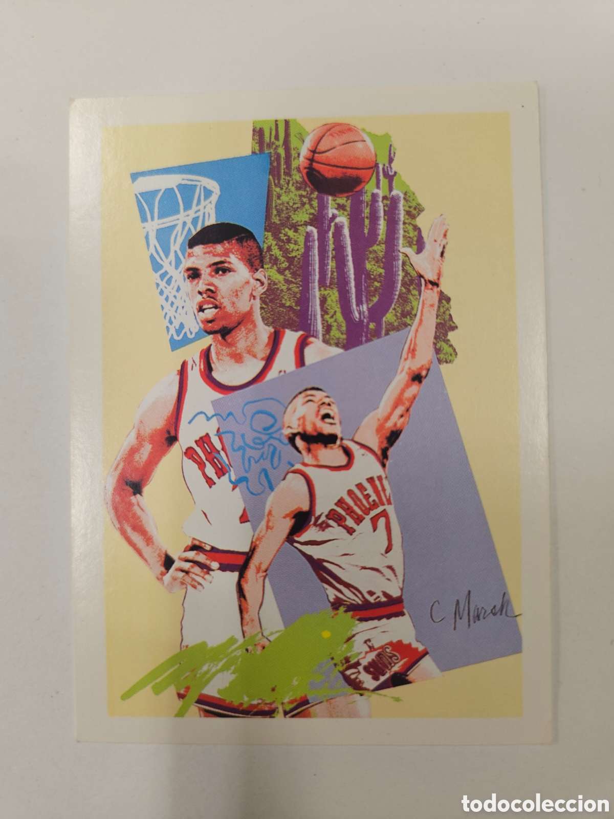 Fu&szlig;ball-Sticker: 375 NBA HOOPS 90-91 KEVIN JOHNSON CHECKLIST - PHOENIX SUNS -- 1990 - 1991 TRADING CARD FICHAS