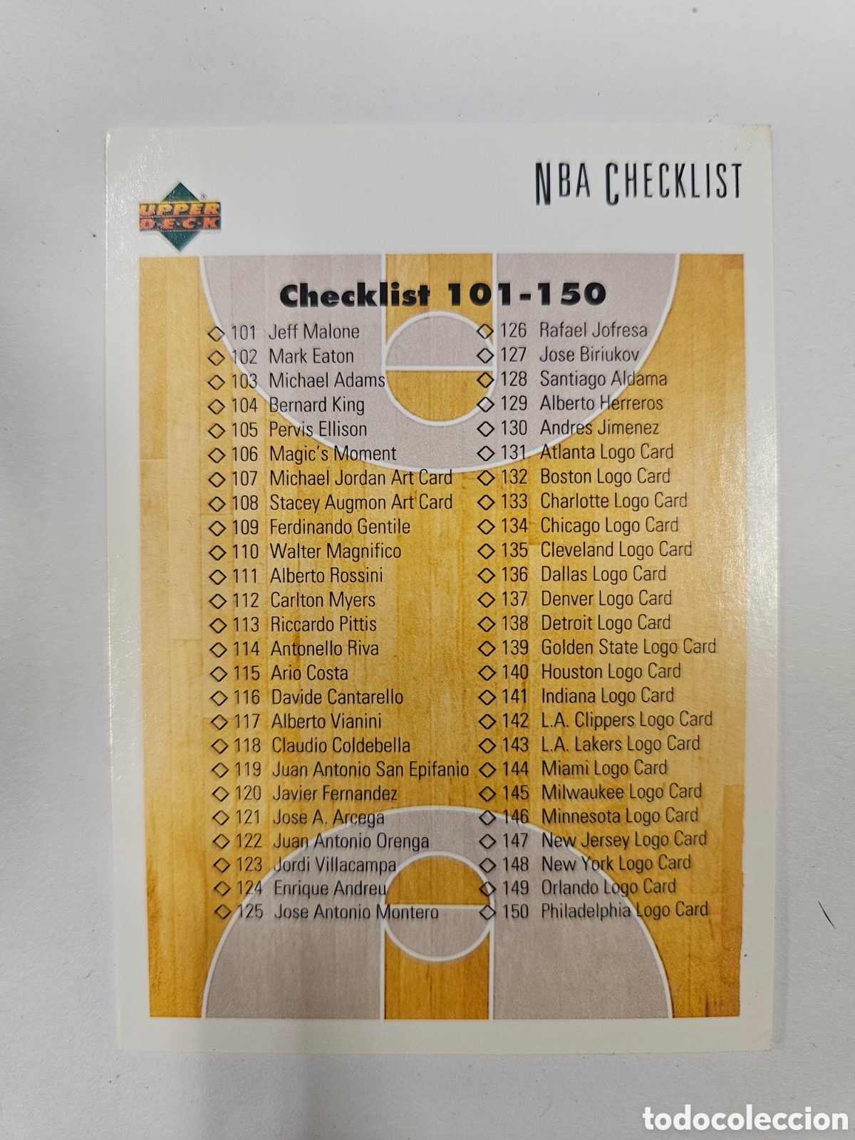 Fu&szlig;ball-Sticker: NBA UPPER DECK 91/92 CROMO FICHA N&ordm; 200 NBA CHECKLIST 101-150 Y 151-200