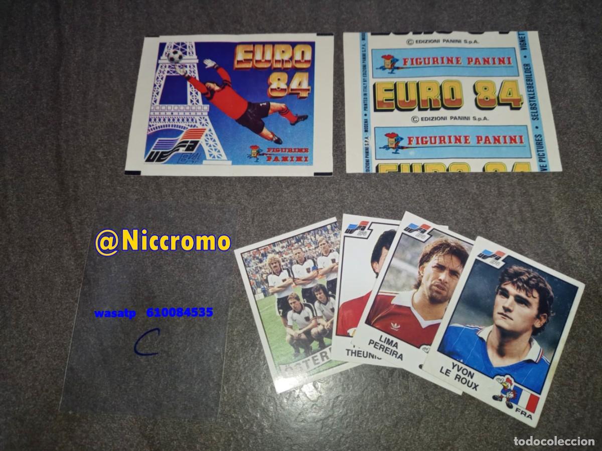 Cromos de F&uacute;tbol: 1 sobre + 4 cromos euro 84 eurocopa euro cup panini world cup mundial 1984 sin pegar ver fotos