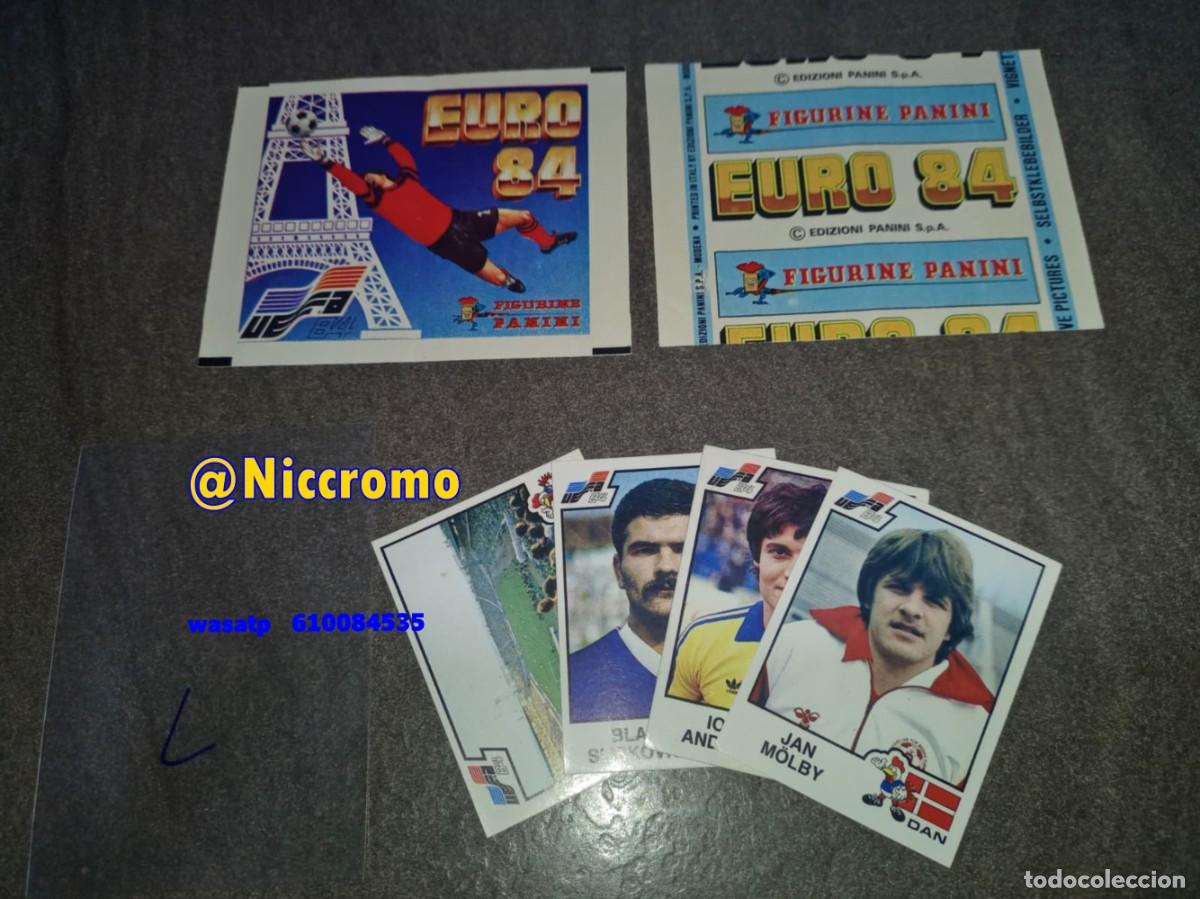 Cromos de F&uacute;tbol: 1 sobre + 4 cromos euro 84 eurocopa euro cup panini world cup mundial 1984 sin pegar ver fotos