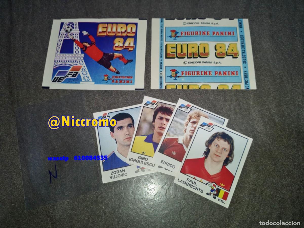 Cromos de F&uacute;tbol: 1 sobre + 4 cromos euro 84 eurocopa euro cup panini world cup mundial 1984 sin pegar ver fotos