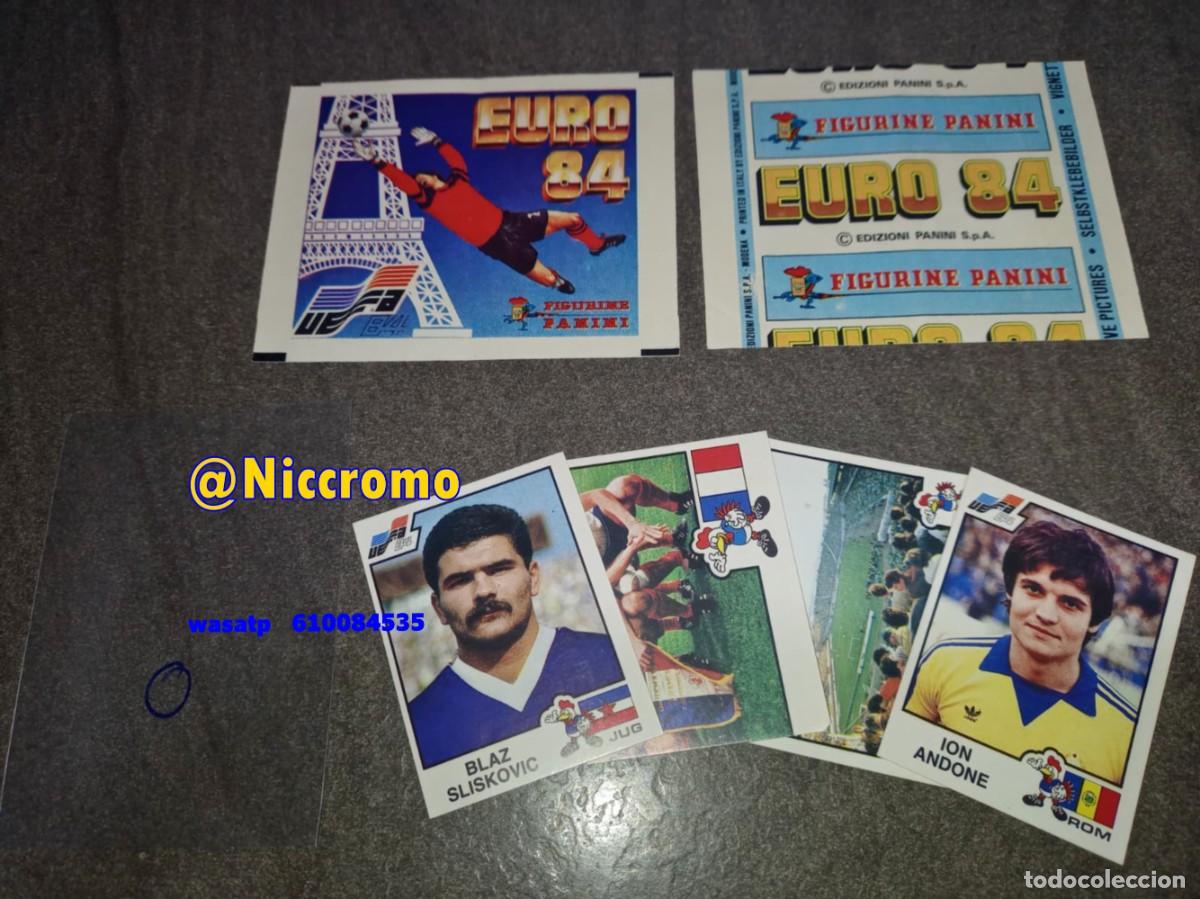 Cromos de F&uacute;tbol: 1 sobre + 4 cromos euro 84 eurocopa euro cup panini world cup mundial 1984 sin pegar ver fotos