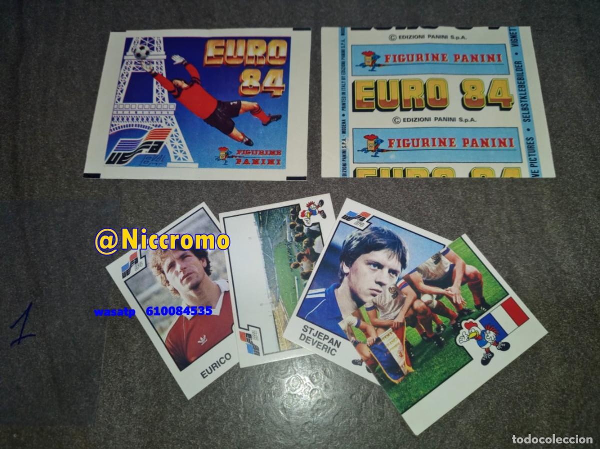 Cromos de F&uacute;tbol: 1 sobre + 4 cromos euro 84 eurocopa euro cup panini world cup mundial 1984 sin pegar ver fotos