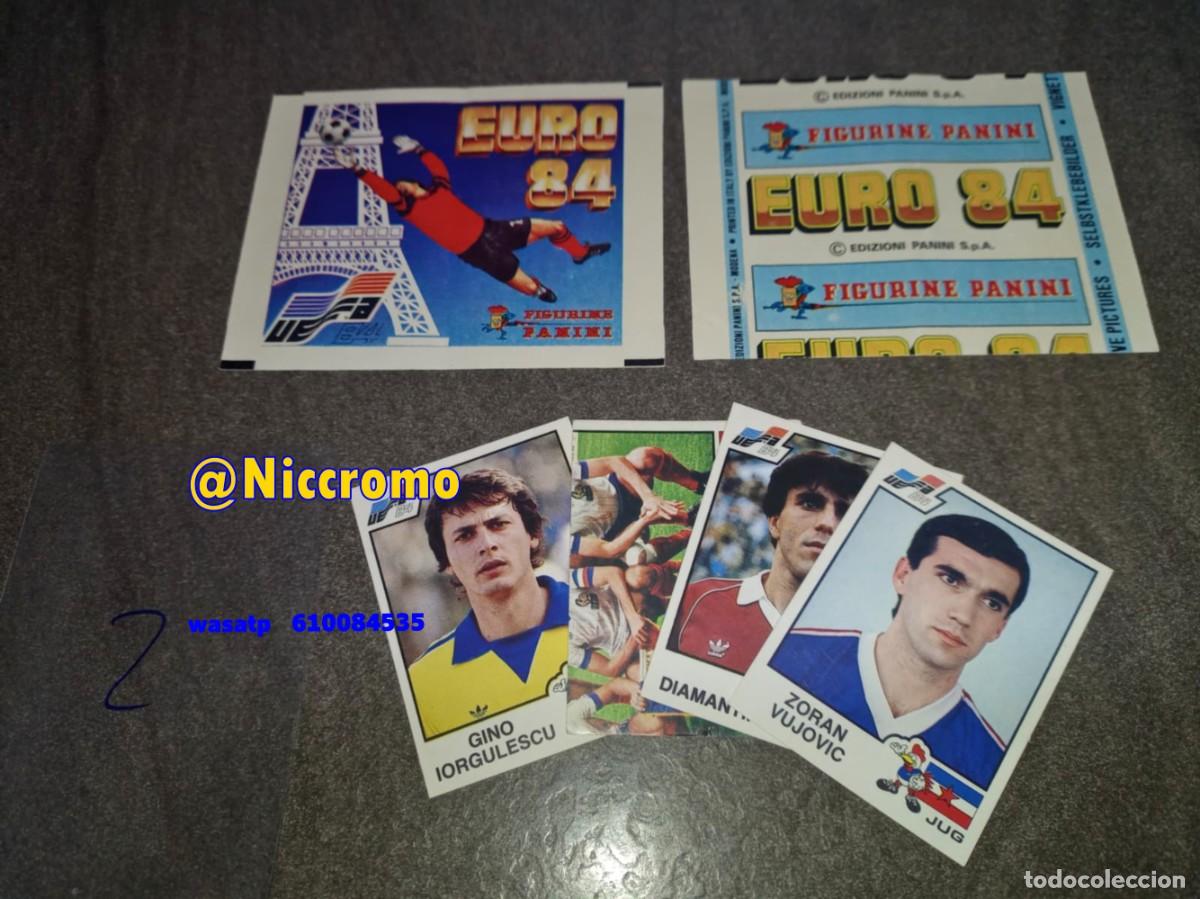 Cromos de F&uacute;tbol: 1 sobre + 4 cromos euro 84 eurocopa euro cup panini world cup mundial 1984 sin pegar ver fotos