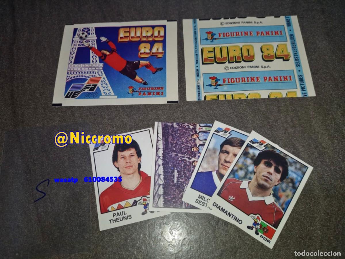 Cromos de F&uacute;tbol: 1 sobre + 4 cromos euro 84 eurocopa euro cup panini world cup mundial 1984 sin pegar ver fotos