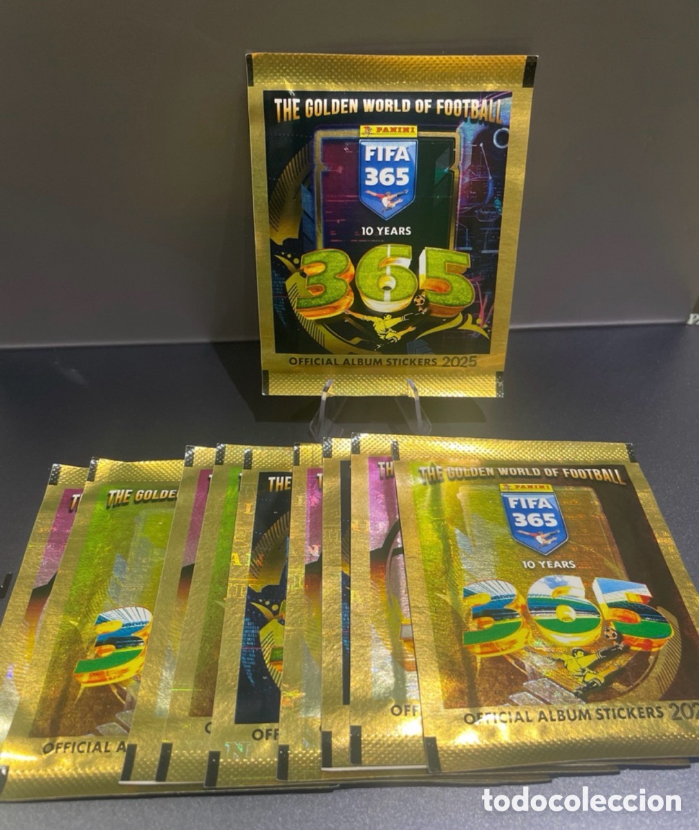 Cromos de F&uacute;tbol: Lote 10 sobres cromos Panini FIFA 365 2025 10 Years Messi Lamine Yamal