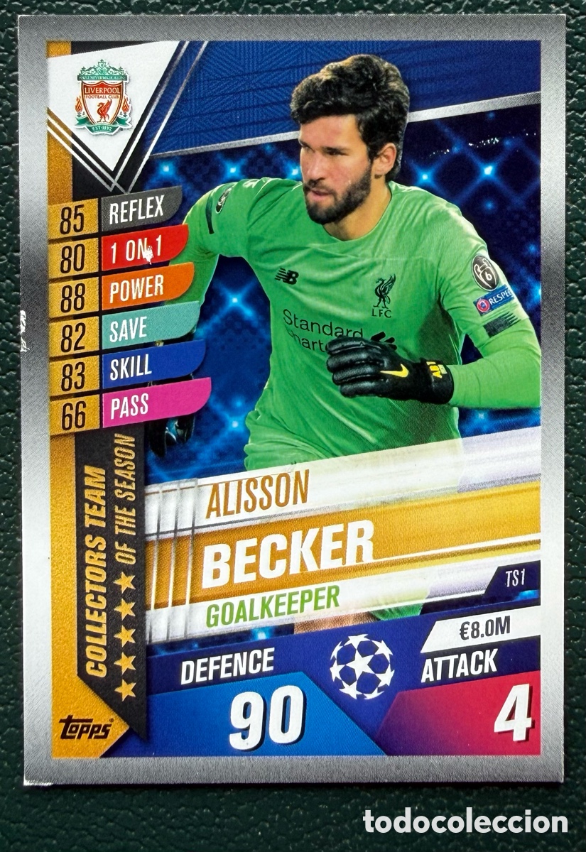 Football Stickers: TS1 ALISSON BECKER LIVERPOOL FC FICHAS ALBUM MATCH ATTAX 101 TOPPS 2019 2020 19 20
