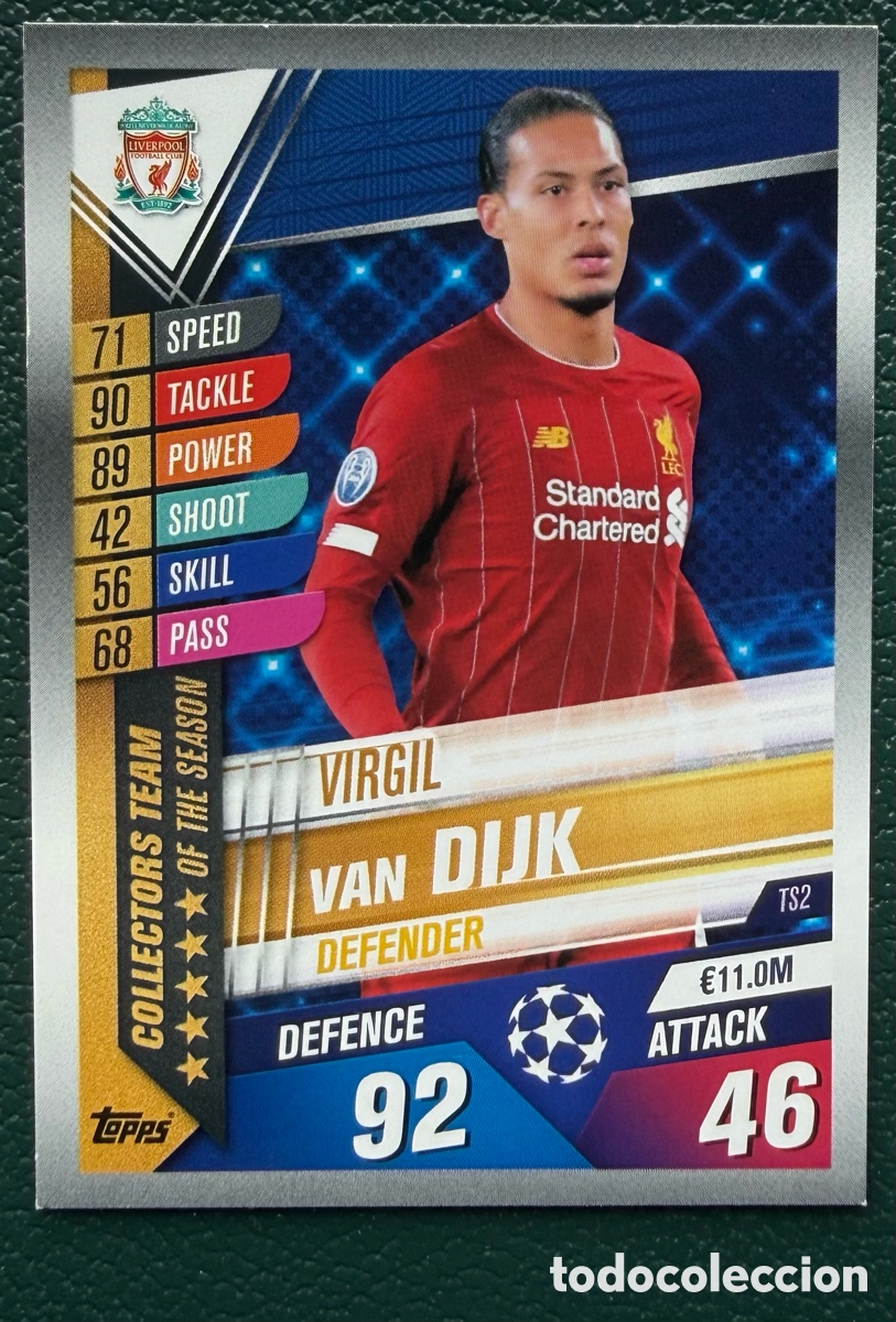 Football Stickers: TS2 VIRGIL VAN DIJK LIVERPOOL FC FICHAS ALBUM MATCH ATTAX 101 TOPPS 2019 2020 19 20