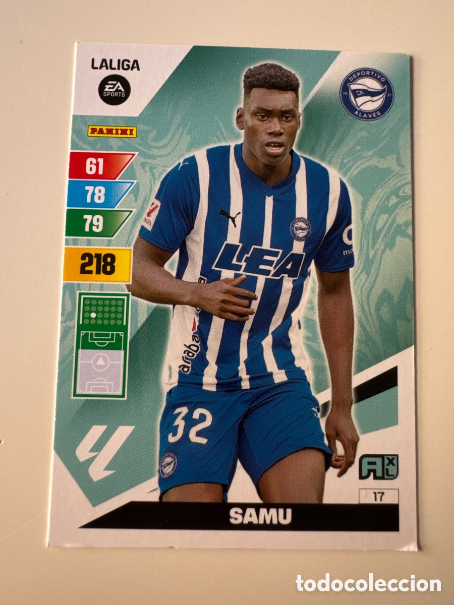 Cromos de F&uacute;tbol: PANINI ADRENALYN XL La Liga 2023 2024 23 24 Samu Omorodion Deportivo Alav&eacute;s N&ordm;17