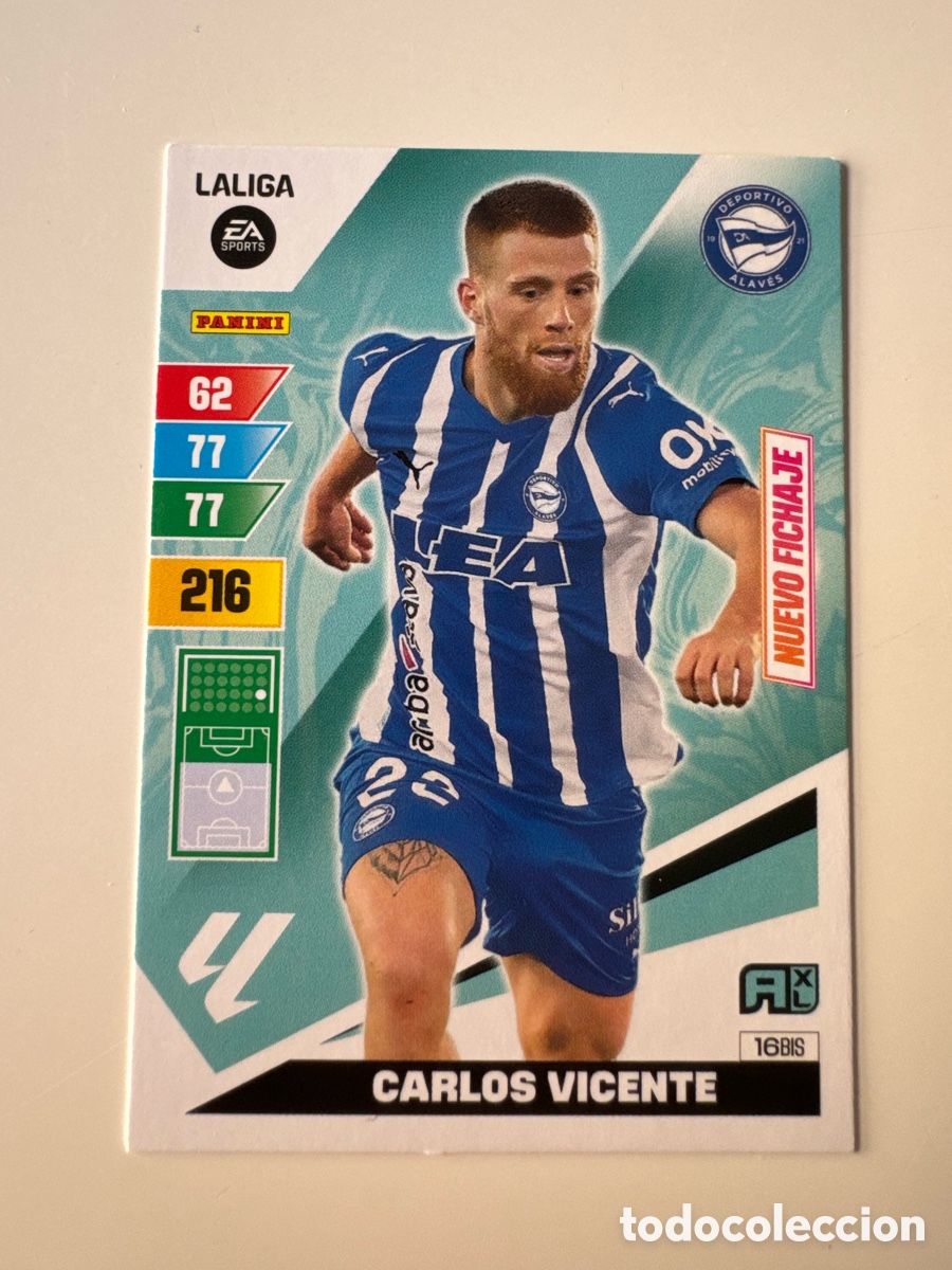 Cromos de F&uacute;tbol: PANINI ADRENALYN XL La Liga 2023 2024 23 24 Carlos Vicente Deportivo Alav&eacute;s N&ordm;16 BIS