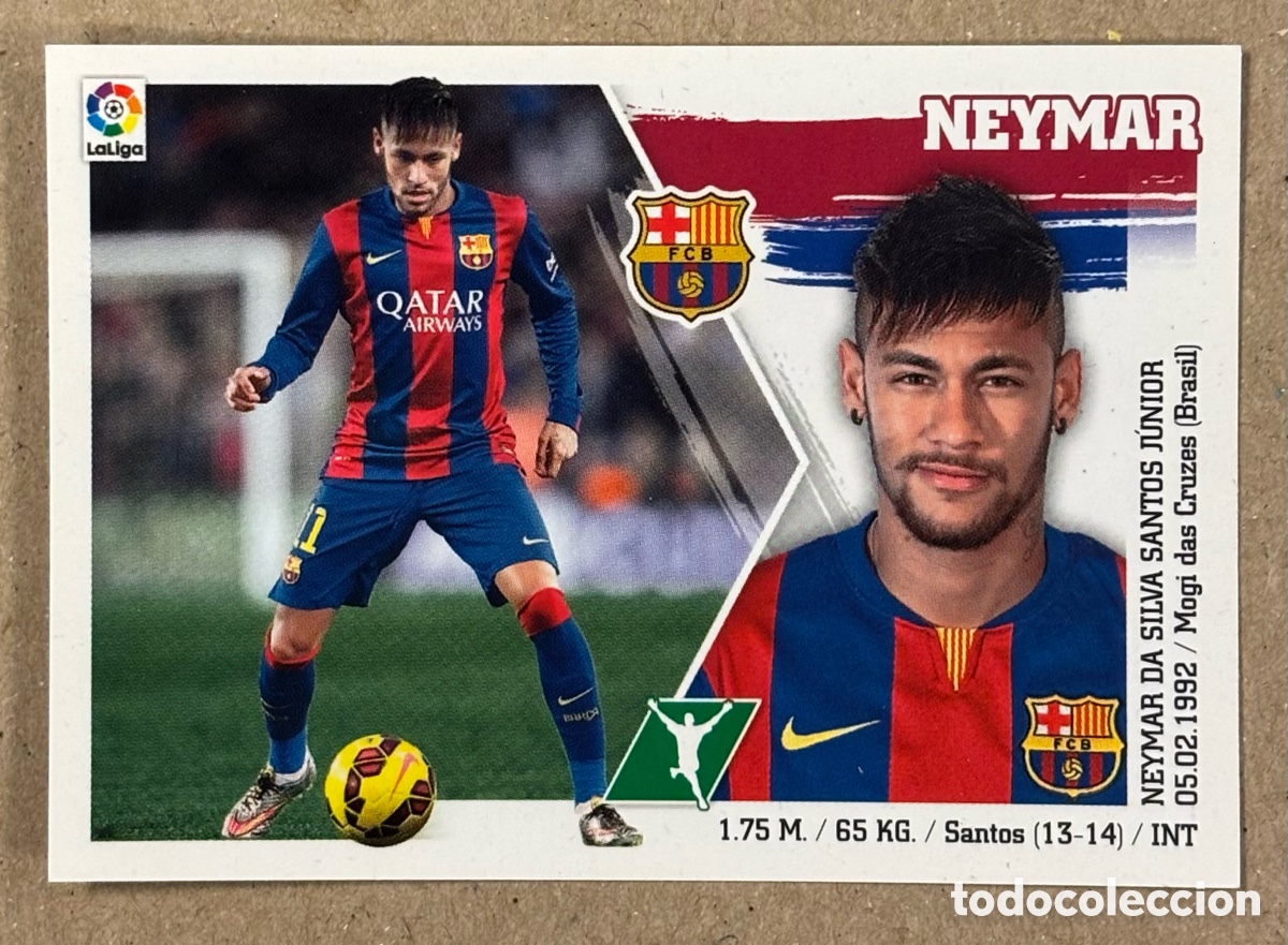 Cromos de F&uacute;tbol: NEYMAR (F.C. BARCELONA). CROMO COLECCI&Oacute;N LIGA ESTE 2015-16. N&deg; 18. SIN PEGAR.
