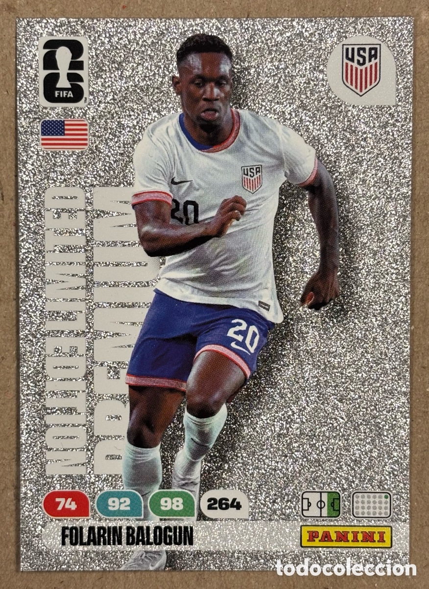 Cromos de F&uacute;tbol: FOLARIN BALOGUN (USA). CARTA LIMITED EDITION PREMIUM PANINI ADRENALYN XL FIFA WORLD CUP 2026.