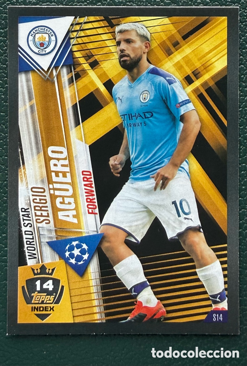 Cartes &agrave; collectionner de Football: S14 SERGIO AGUERO MANCHESTER CITY FICHAS ALBUM MATCH ATTAX 101 TOPPS 2019 2020 19 20
