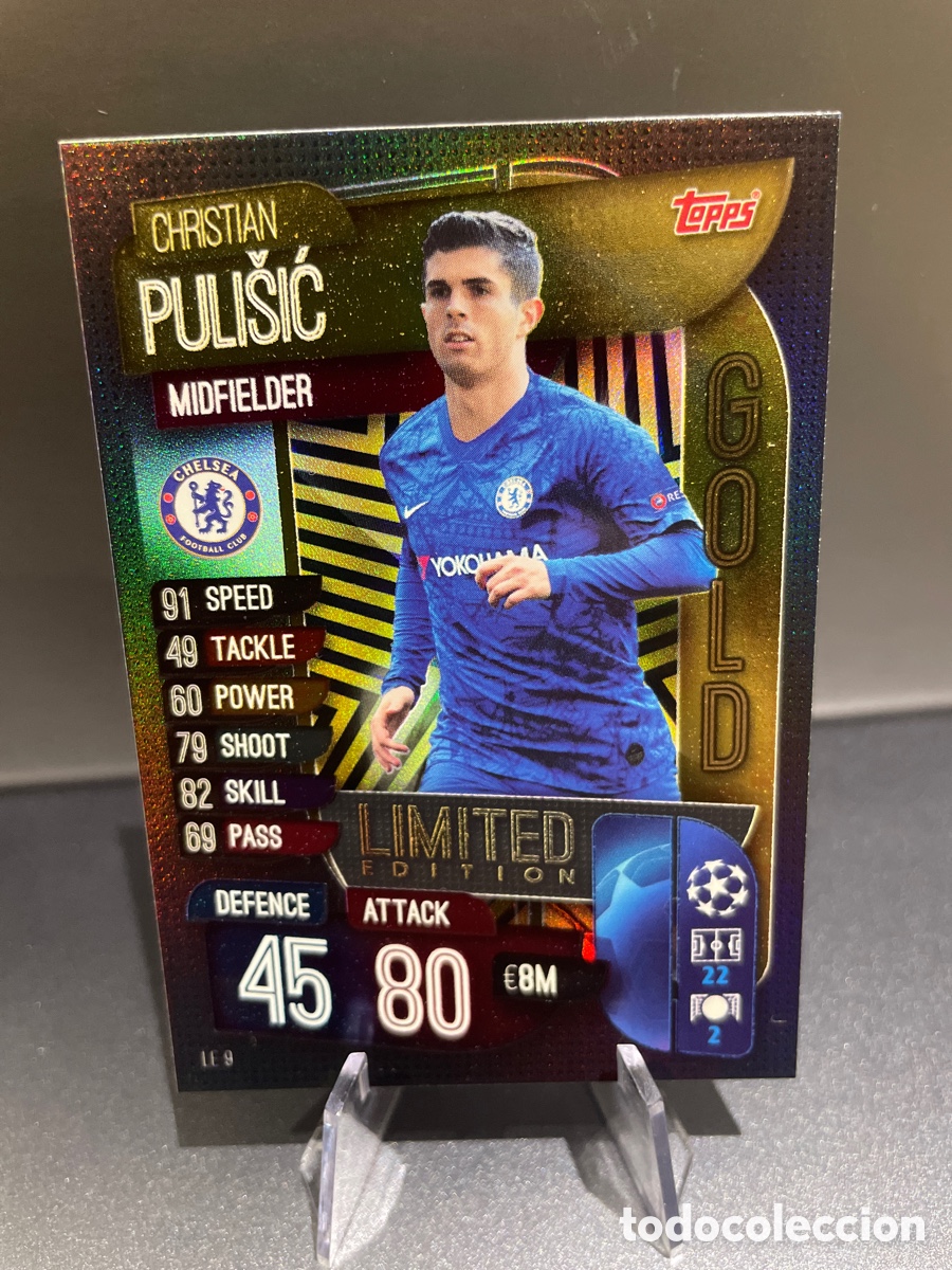 Cromos de F&uacute;tbol: Pulisic LE 9 Gold Limited Edition Match Attax 2019-20 2019 2020 Topps UCL Chelsea