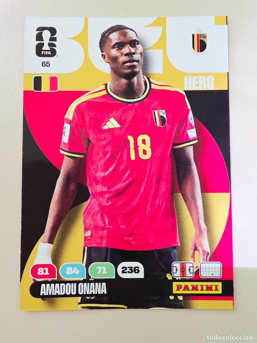 Cromos de F&uacute;tbol: 65 Amadou Onana, Hero, B&eacute;lgica, Panini Adrenalyn XL Fifa World Cup 2026 Mundial 26