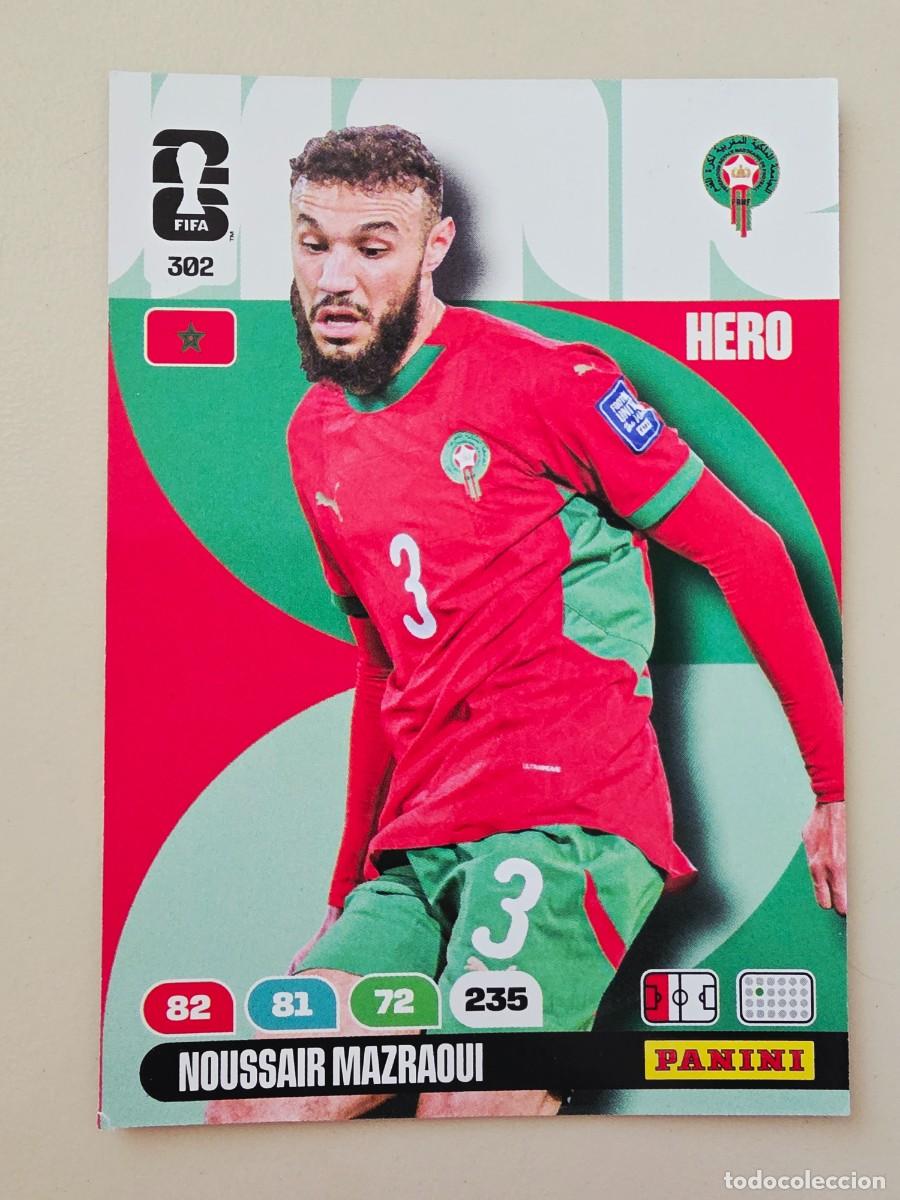Cromos de F&uacute;tbol: 302 Noussair Mazraoui, Hero, Marruecos, Panini Adrenalyn XL Fifa World Cup 2026 Mundial 26